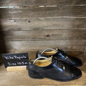 Mens Vito‎ Rufolo Black Leather Cap Toe Brogue Oxford Dress Shoes Size 10.5 M